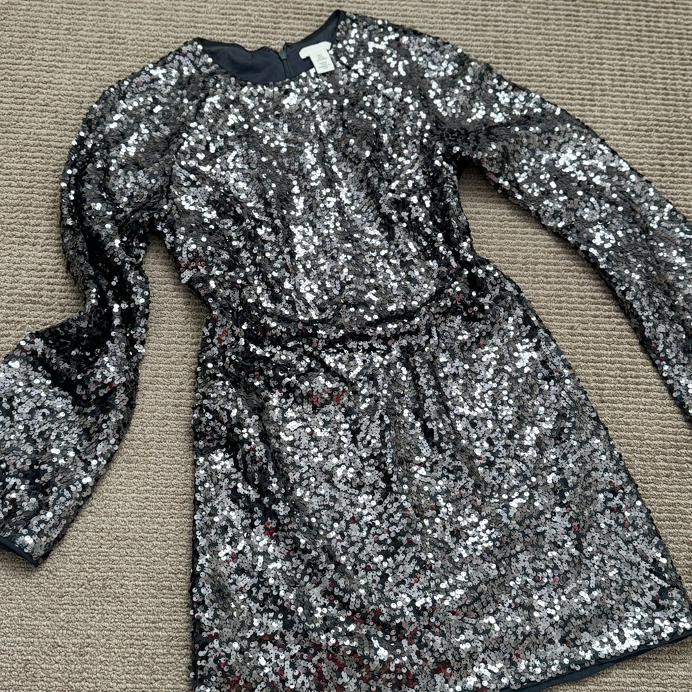 H&M Silver Sequin Mini Dress